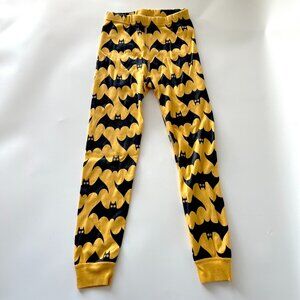 Kids size 6/7 120 cm Hanna Andersson Orange & Black Bat Halloween Pajama Bottoms